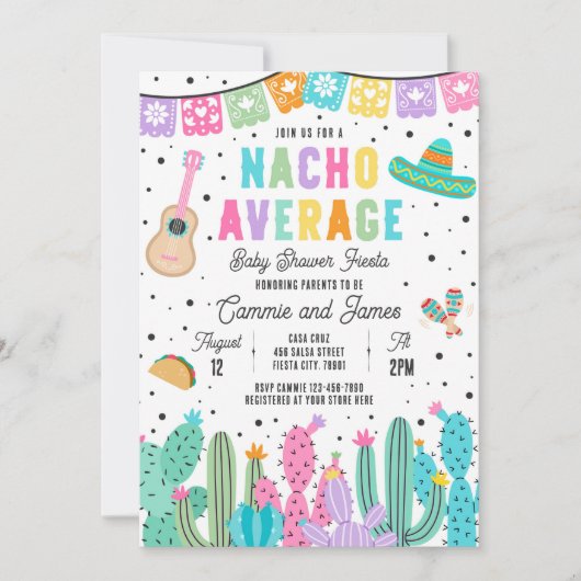Nacho Average Mexican Fiesta Baby Shower Einladung (Vorderseite)