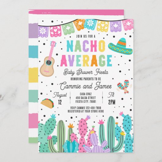 Nacho Average Mexican Fiesta Baby Shower Einladung (Vorne/Hinten)