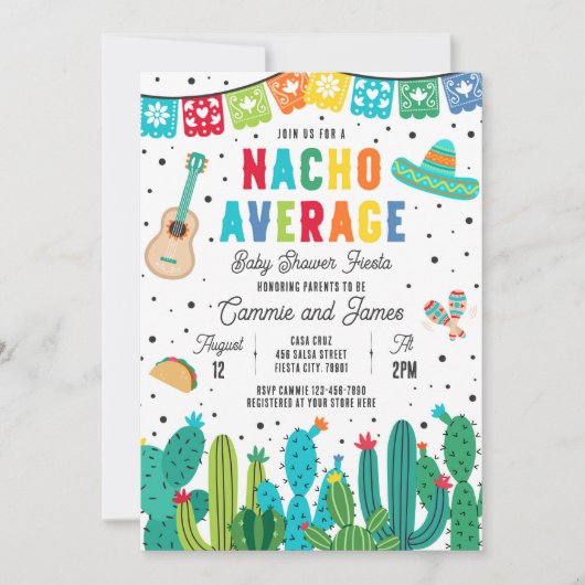 Nacho Average Mexican Fiesta Baby Shower Einladung (Vorderseite)