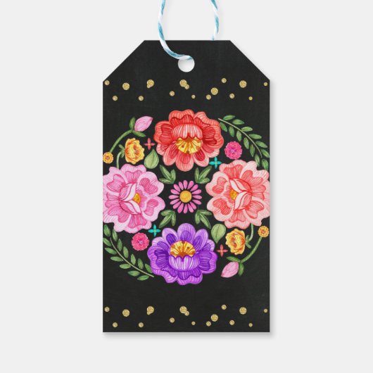 Nacho Average Mexican Floral Fiesta Baby Shower Geschenkanhänger (Rückseite)