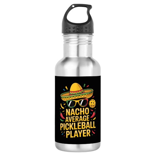Nacho Average Pickleball Player Edelstahlflasche (Vorderseite)