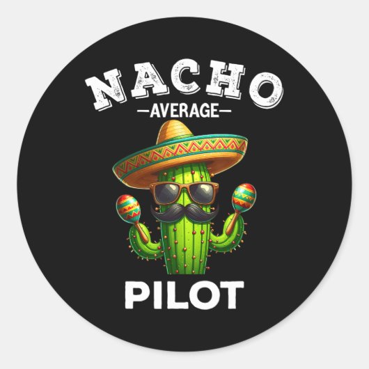 Nacho Average Pilot Runder Aufkleber (Vorderseite)