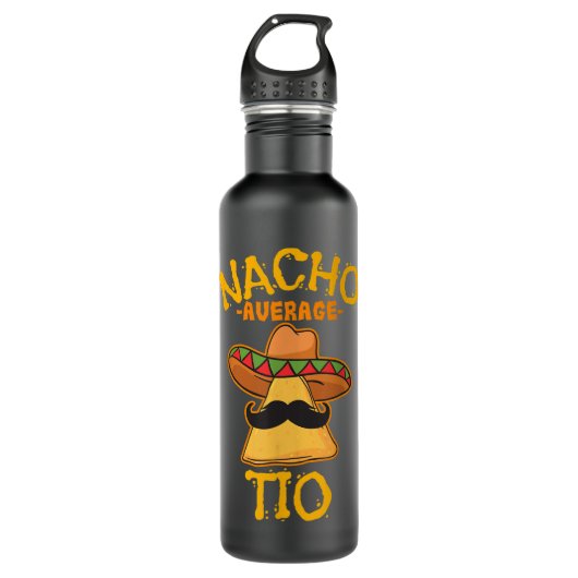 Nacho Average Tio Mexican Disc Uncle Cinco De Mayo Edelstahlflasche (Vorderseite)