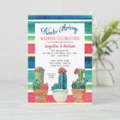 Nacho Average Wedding Fiesta Floral Desert Cactus Einladung (Stehend Vorderseite)