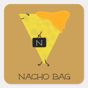 NACHO BAG Tortilla Chip mit Käse Beutel Quadratischer Aufkleber