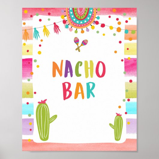 Nacho Bar Mexican Food Cactus Fiesta Table Sign Poster (Vorne)