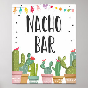 Nacho Bar Mexican Food Cactus Fiesta Table Sign Poster