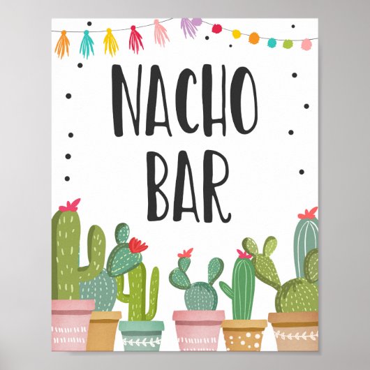 Nacho Bar Mexican Food Cactus Fiesta Table Sign Poster (Vorne)