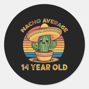 Nacho Durchschnitt 14 Jahre alt Cinco De Mayo 14.  Runder Aufkleber