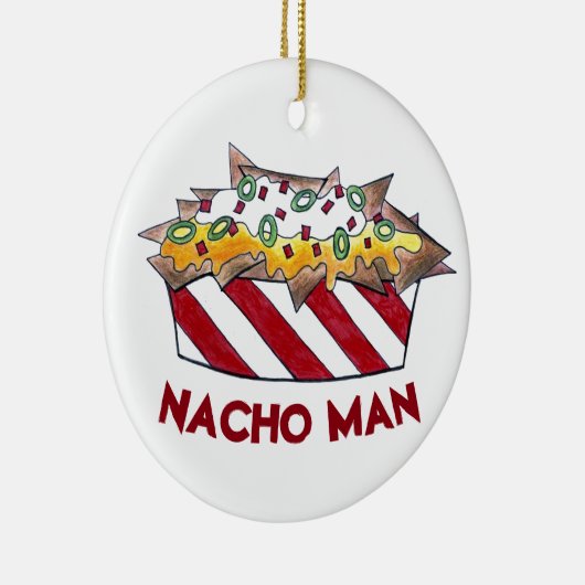 Nacho Man Funny Feinschmecker Ballpark Käse Nachos Keramik Ornament (Rechts)