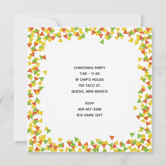 Nacho Santa mit Chips Einladung (Rückseite)