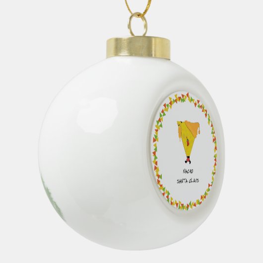 Nacho Santa mit Chips Keramik Kugel-Ornament (Links)