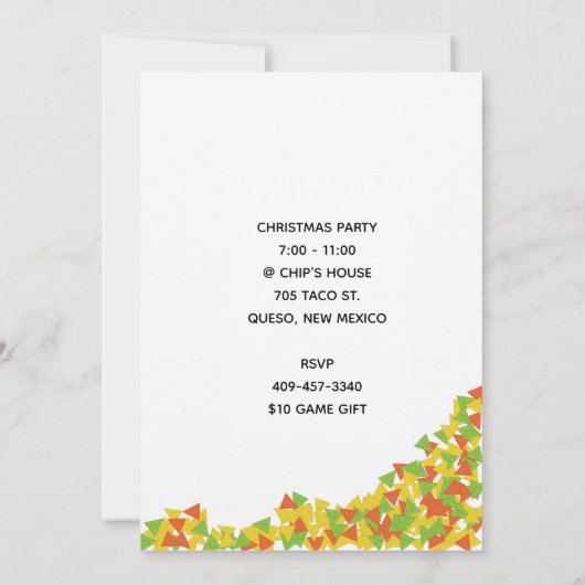 Nacho Santa mit Chips Party Einladung (Rückseite)