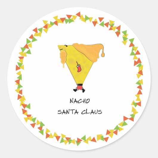 Nacho Santa mit Chips Runder Aufkleber (Vorderseite)