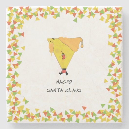 Nacho Santa mit Chips Steinuntersetzer (Vorderseite)