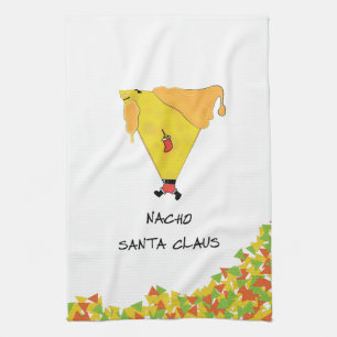 Nacho-Weihnachtsmann mit Chips Geschirrtuch