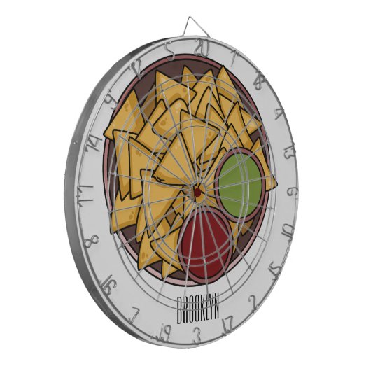 Nachos-Cartoon-Abbildung Dartscheibe (Vorderseite Links)