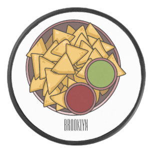Nachos-Cartoon-Abbildung Eishockey Puck