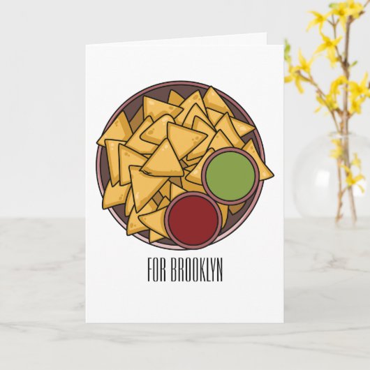 Nachos-Cartoon-Abbildung Karte (Gelbe Blume)