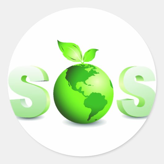Nachricht "Green Earth SOS Earth Day" Runder Aufkleber (Vorderseite)