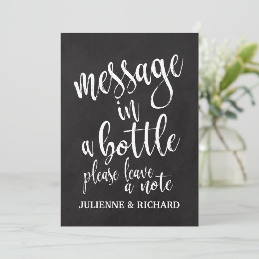 Nachricht in Flasche - erschwingliches Chalkboard- Einladung (Stehend Vorderseite)