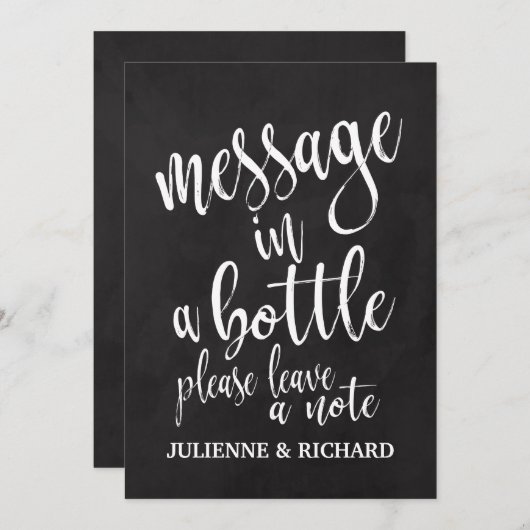 Nachricht in Flasche - erschwingliches Chalkboard- Einladung (Vorne/Hinten)