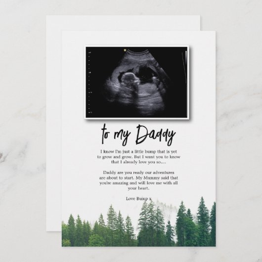 Nachricht von Bump an Daddy Vathers Day Sonogram Einladung (Vorne/Hinten)