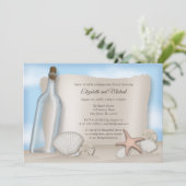 Nachricht von einer Flasche Beach Honeymoon Dusche Einladung (Stehend Vorderseite)