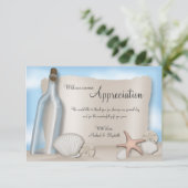 Nachricht von einer Flasche - Strand Danke, dass S Dankeskarte (Stehend Vorderseite)