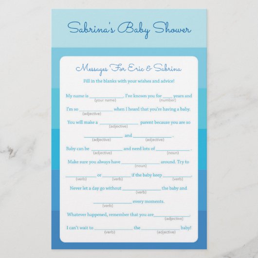 Nachrichten für Eltern, Blue Ombre Baby Shower zu  Flyer (Vorne)