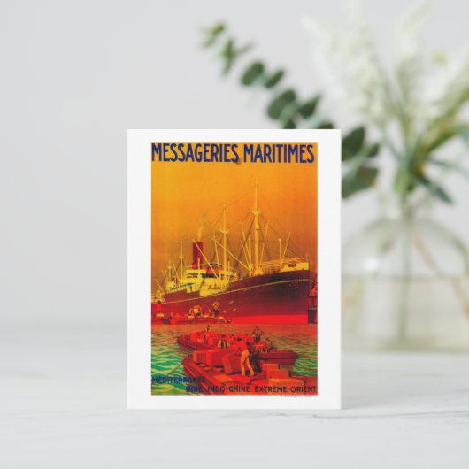 Nachrichten Maritimes Vintag PosterEurope Postkarte (Stehend Vorderseite)