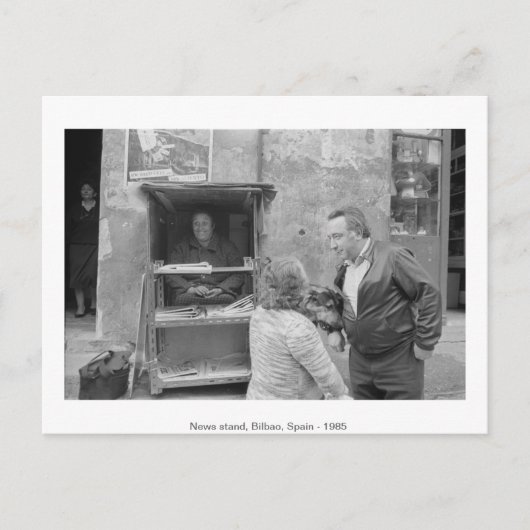 Nachrichtenstand Bilbao, Spanien, 1985. Postkarte (Vorderseite)