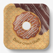 Nachspeise, Donut Choco-Glasur, geschmolzene Schok Pappteller (Vorderseite)