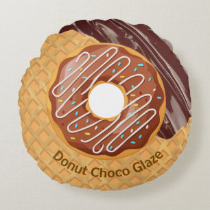 Nachspeise,Donut Choco-Glasur, geschmolzene Schoko Rundes Kissen