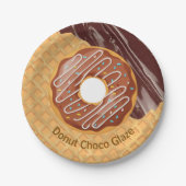 Nachspeise, Donut Choco-Glasur, Schokolade geschmo Pappteller (Vorderseite)