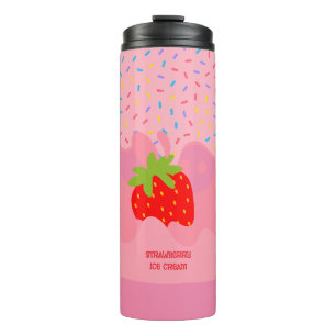 Nachspeise, Erdbeereis, Regenbogenstreusel Thermosbecher