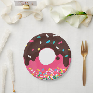Nachspeise, Regenbogen-Sprinkle-Donut, Doughnut Pappteller