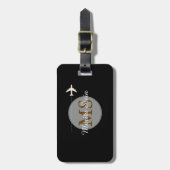 nächste Abenteuer mit dem Flugzeug, Mit Monogramm Gepäckanhänger (Vorderseite vertikal)