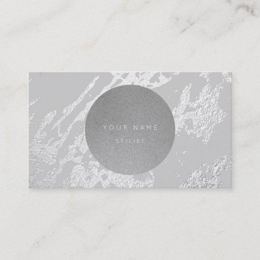 Nächste Ernennung Circle Kraft Silver Gray Marmor Terminkarte (Vorderseite)