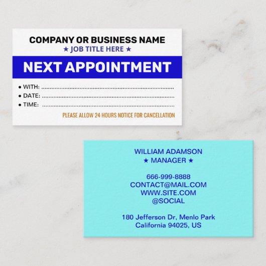 Nächste Ernennungskarten (Berufliche Erinnerungen) Terminkarte (Vorne/Hinten)