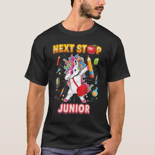 Nächste Haltestelle Junior Dabbing Unicorn Lehreri T-Shirt (Vorderseite)