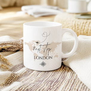 Nächste Haltestelle Stadt/Land Wanderlust Weltkart Kaffeetasse