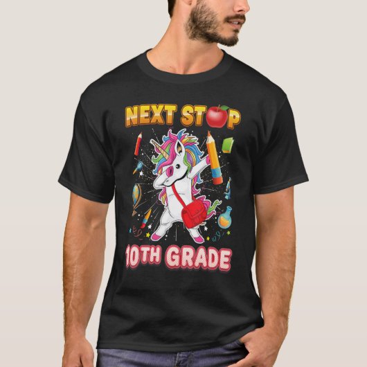 Nächste Station 10. Grade Dabbing Einhorn Zehnte T T-Shirt (Vorderseite)