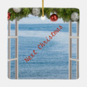 Nächste Weihnachtsansicht durch Fenster benutzerde Keramikornament (Rückseite)
