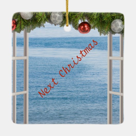 Nächste Weihnachtsansicht durch Fenster benutzerde Keramikornament (Rückseite)