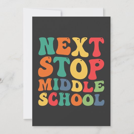 Nächster Stopp Mittelschule Funny Groovy Abschluss Einladung (Vorderseite)