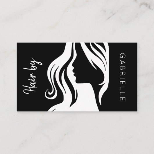 Nächster Termin: Moderner Friseur mit schwarzem Ha Visitenkarte (Vorderseite)