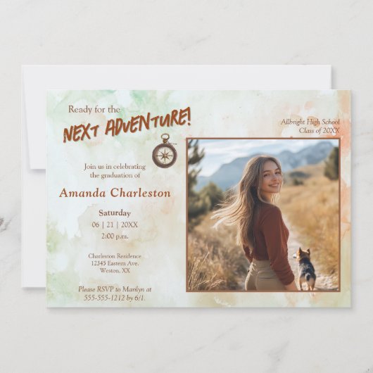 Nächstes Adventure Abschluss Foto Einladung (Vorderseite)