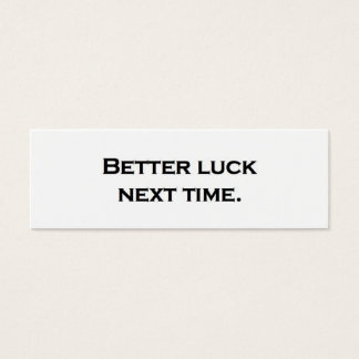 Nächstes Mal etwas Glück.