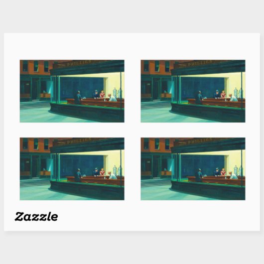 Nacht, 1942 von Edward Hopper Rechteckiger Aufkleber (Blatt)